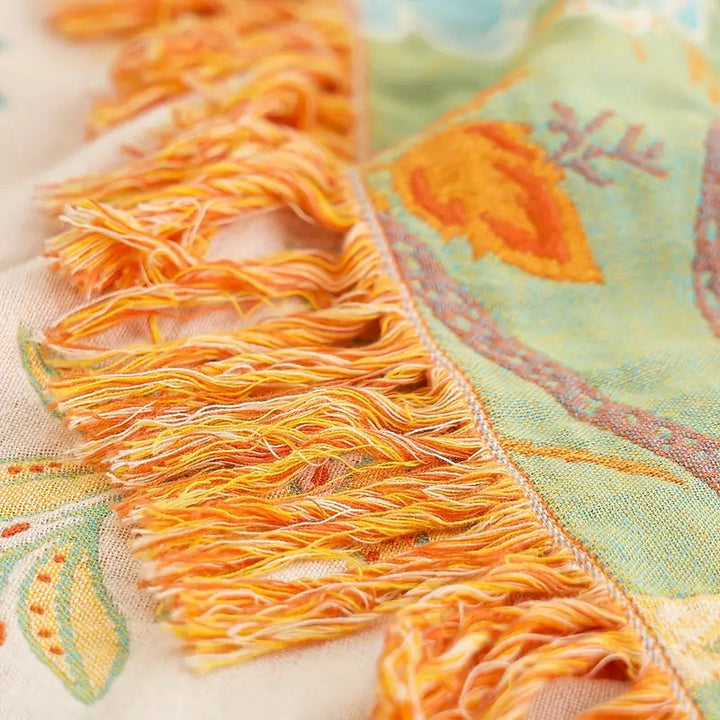 Rustic Bohemian Floral Throw Blanket | 100% Cotton Floral Throw Blanket