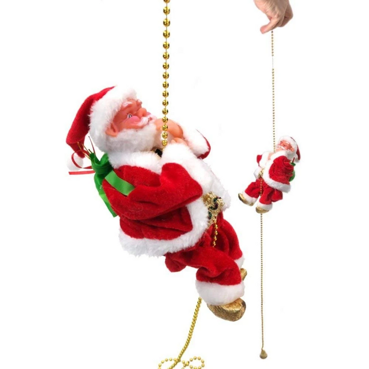 (🎉 Promozione di Natale Anticipata - 50% DI SCONTO 🎄) Babbo Natale Musicale con Corda Arrampicante