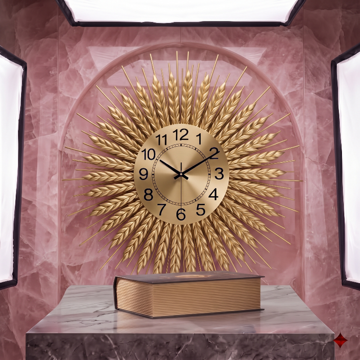 Refined Gold Sunburst Design Wall Clock