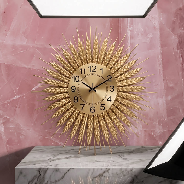 Refined Gold Sunburst Design Wall Clock