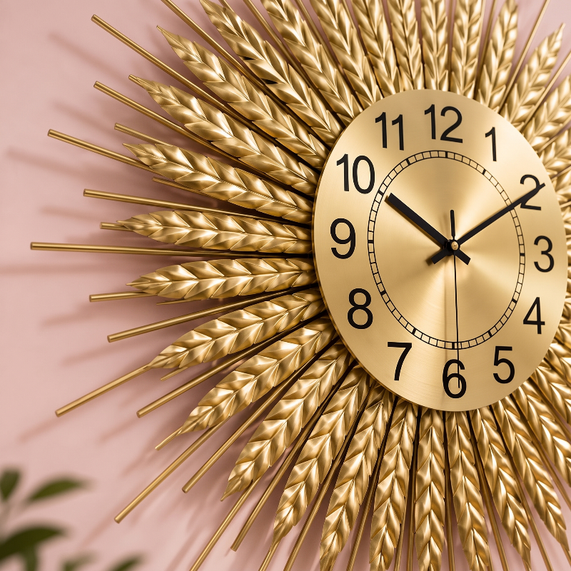 Refined Gold Sunburst Design Wall Clock