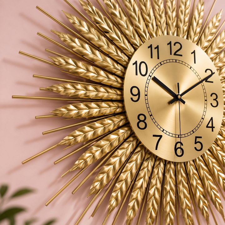 Refined Gold Sunburst Design Wall Clock