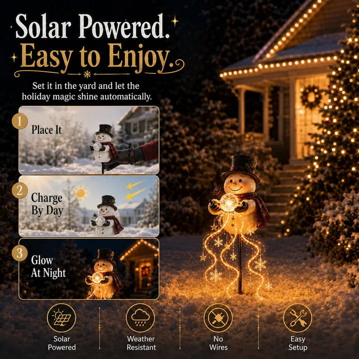 🎄 Snowman Magic Fountain™ – Lampada da giardino LED con effetto fiocchi di neve scintillanti ❄️