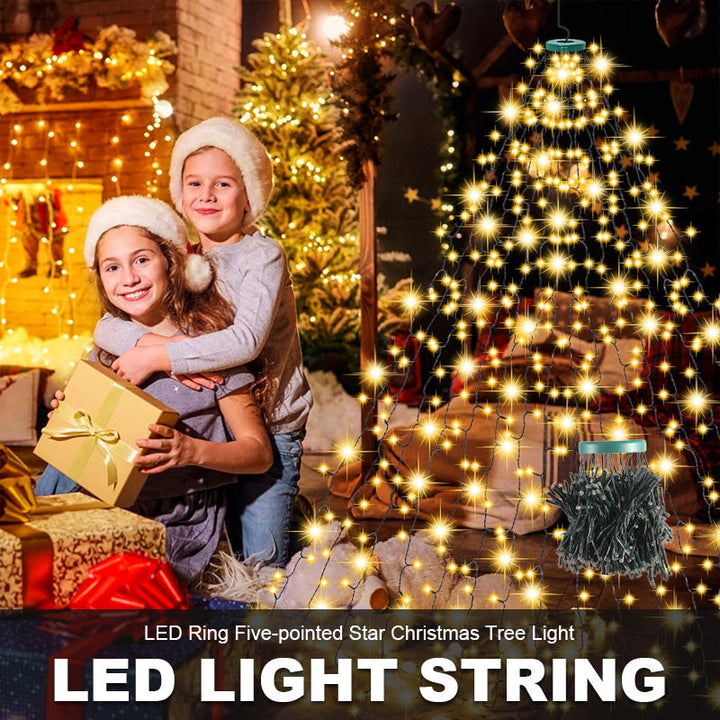 🎄 Luci LED ad Anello con Stella a Cinque Punte per Albero di Natale