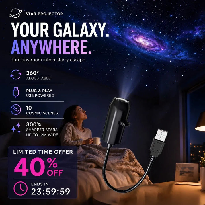 ✨HD Starry Sky Projector – Plug & Play 🌌