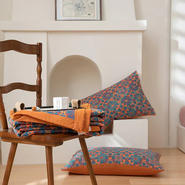 Couvre-Lit en Coton Biologique – Style Bleu Réversible