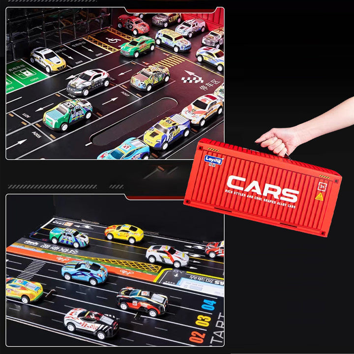🎅 Saldi di Natale -50% 🎁 48 mini auto da corsa con garage integrato!