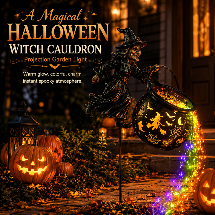 🎃🧙‍♀️ Luce da Giardino Halloween con Proiezione del Calderone della Strega ✨