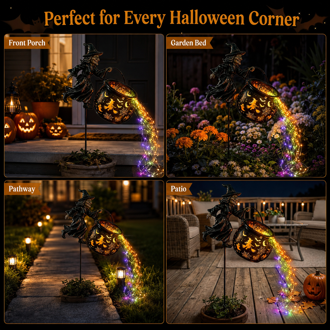 🎃🧙‍♀️ Luce da Giardino Halloween con Proiezione del Calderone della Strega ✨