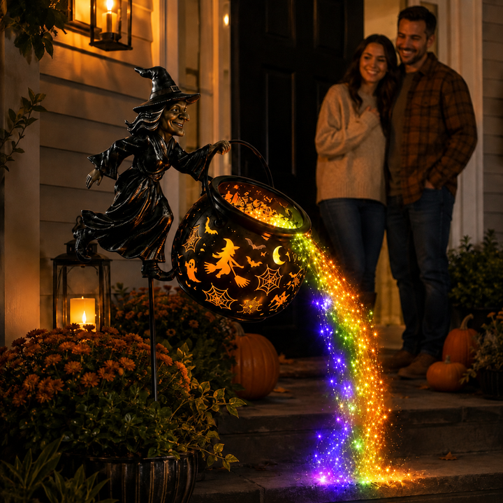 🎃🧙‍♀️ Luce da Giardino Halloween con Proiezione del Calderone della Strega ✨