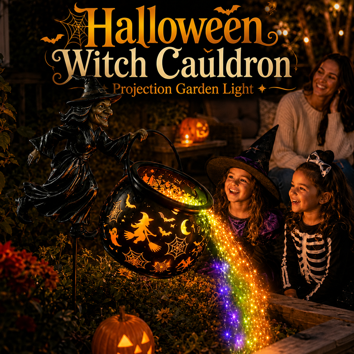 🎃🧙‍♀️ Luce da Giardino Halloween con Proiezione del Calderone della Strega ✨
