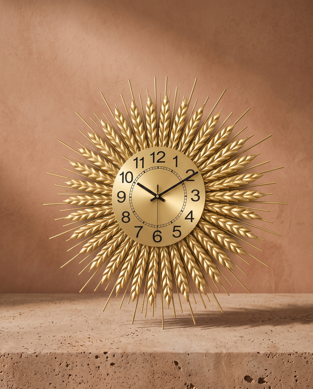 Refined Gold Sunburst Design Wall Clock