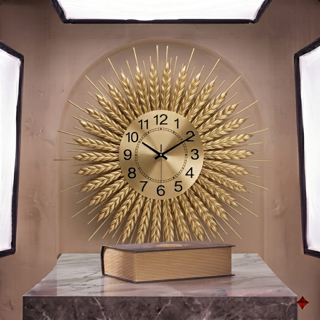Refined Gold Sunburst Design Wall Clock