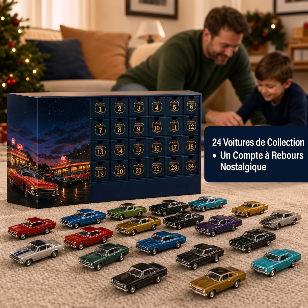🚗 Calendario dell’Avvento Auto Americane Classiche – 24 Modellini Vintage 🎄