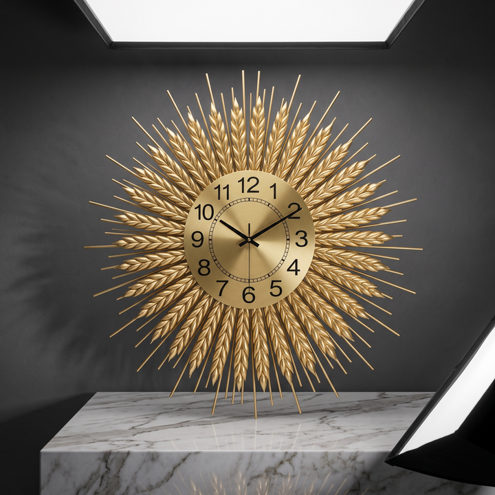 Refined Gold Sunburst Design Wall Clock