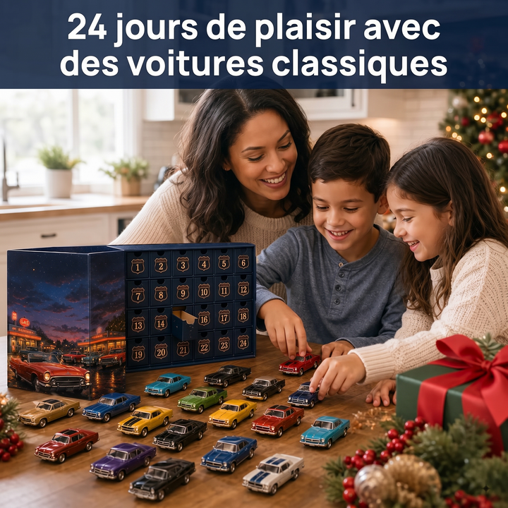 🚗 Calendario dell’Avvento Auto Americane Classiche – 24 Modellini Vintage 🎄