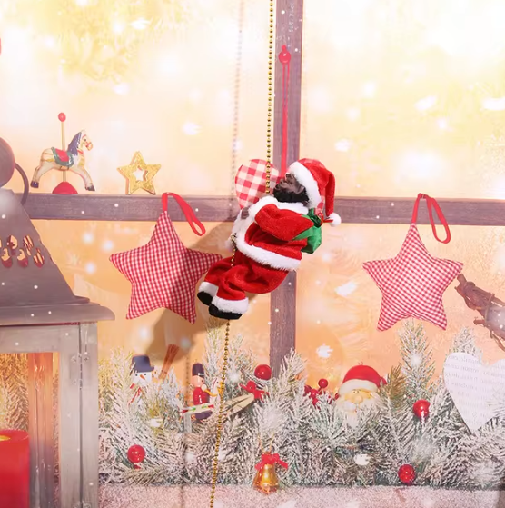 (🎉 Promozione di Natale Anticipata - 50% DI SCONTO 🎄) Babbo Natale Musicale con Corda Arrampicante