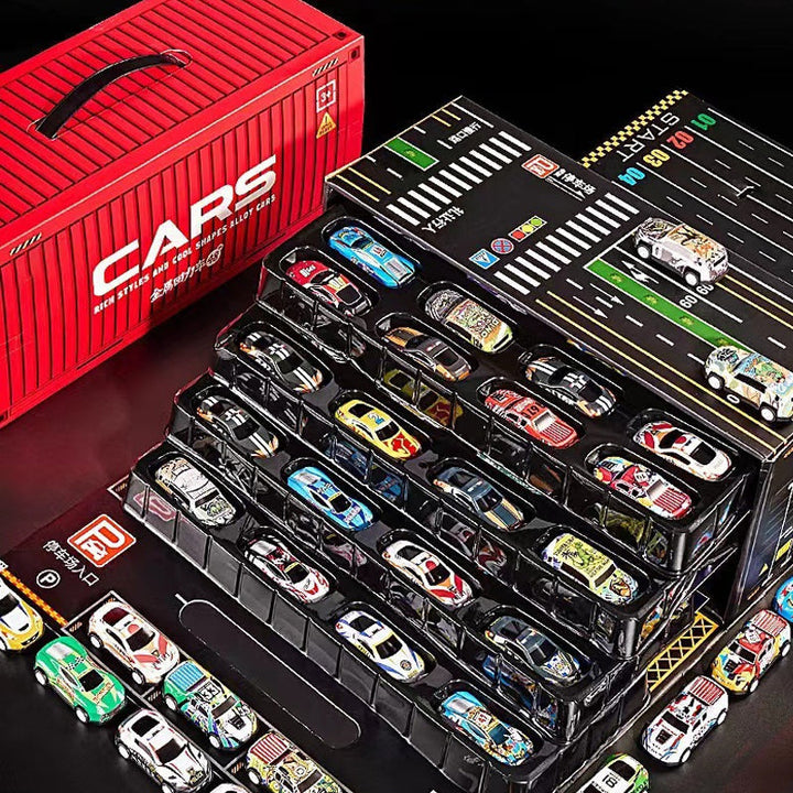 🎅 Saldi di Natale -50% 🎁 48 mini auto da corsa con garage integrato!