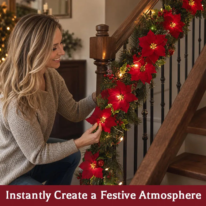 🌺 Velvet Flowers, Holly Berries & Warm Lights
