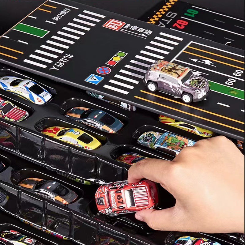 🎅 Saldi di Natale -50% 🎁 48 mini auto da corsa con garage integrato!