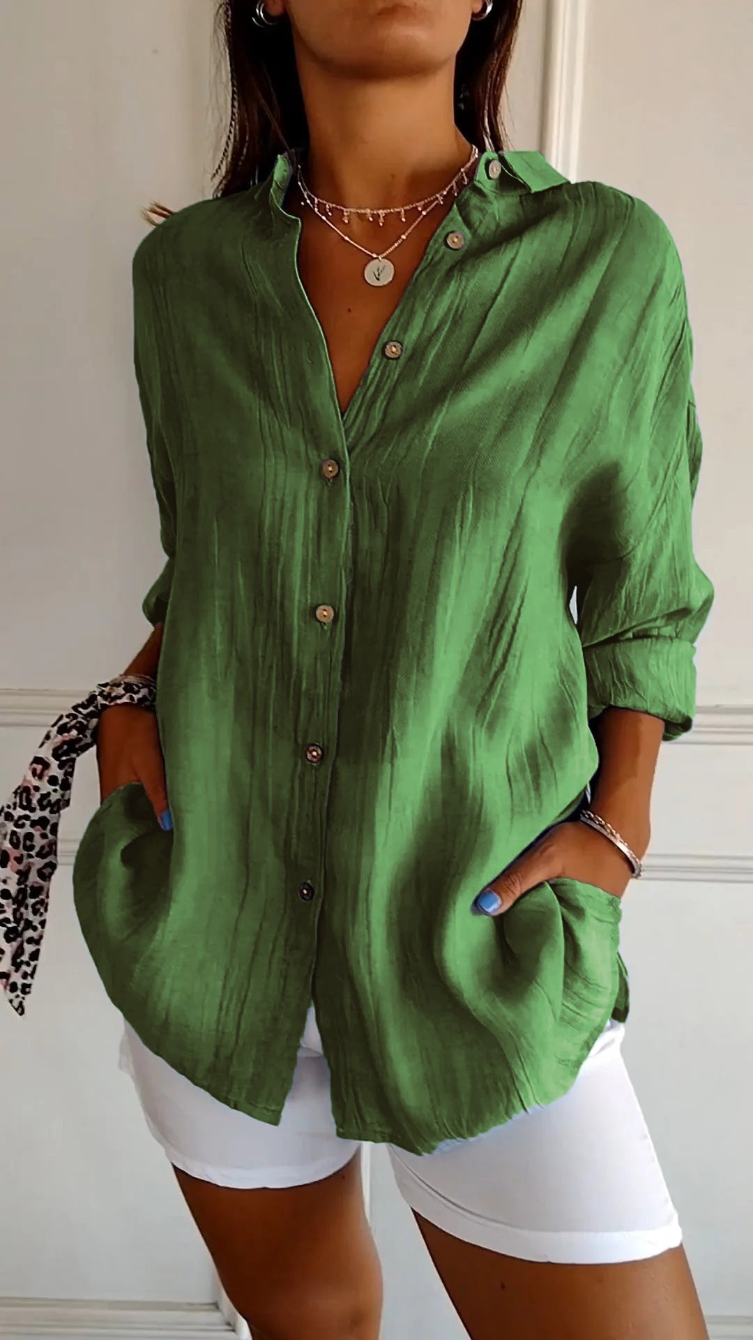 Camille | Chemise boutonnée texturée à coupe décontractée pour femme