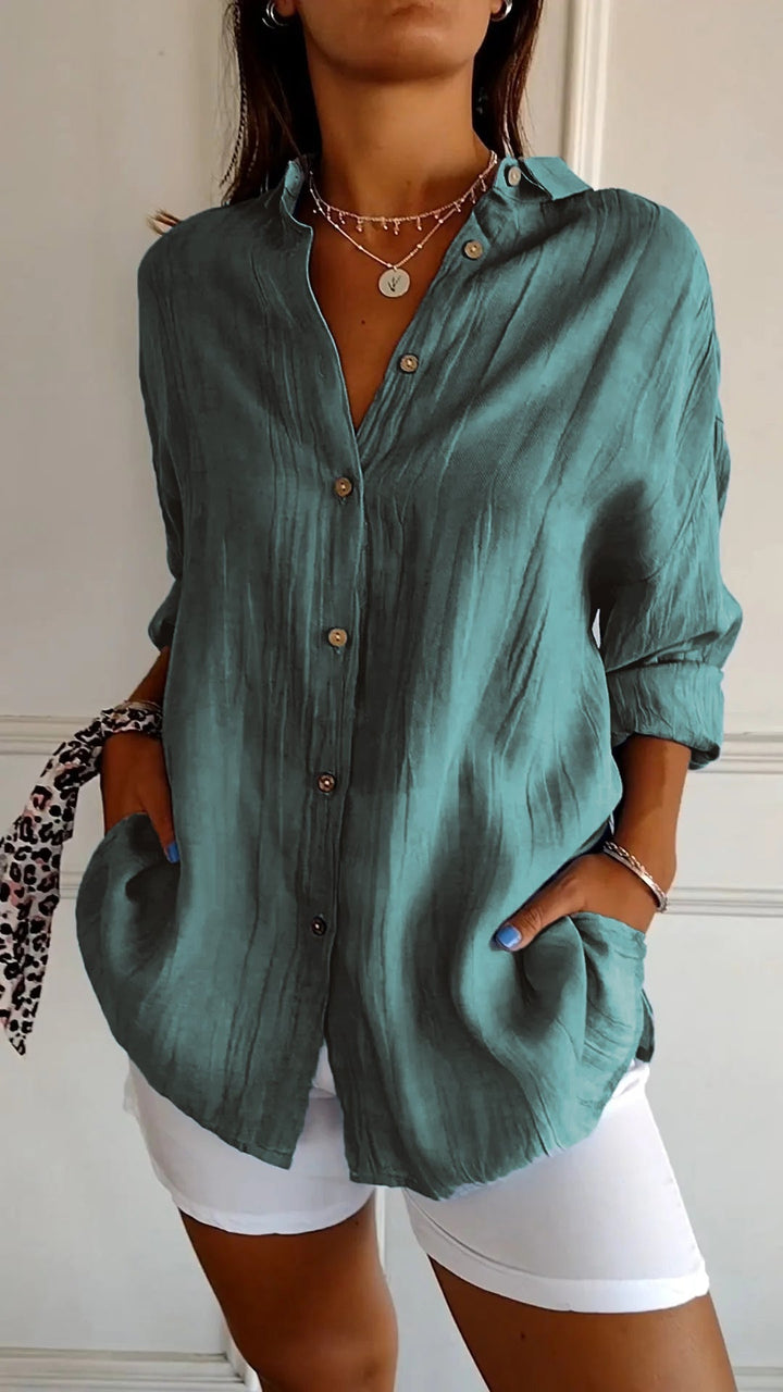 Camille | Chemise boutonnée texturée à coupe décontractée pour femme