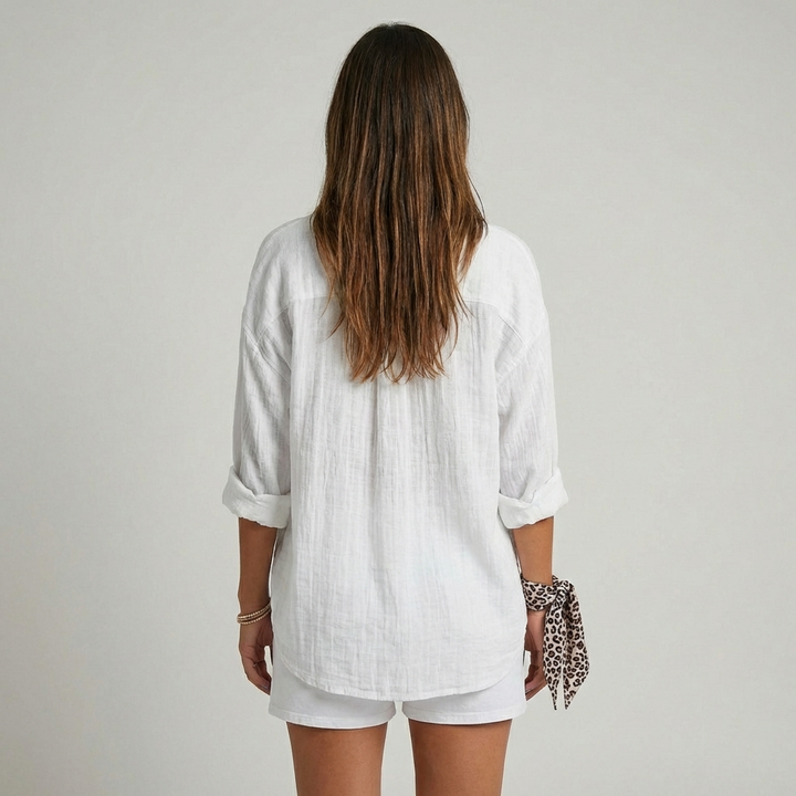 Camille | Chemise boutonnée texturée à coupe décontractée pour femme