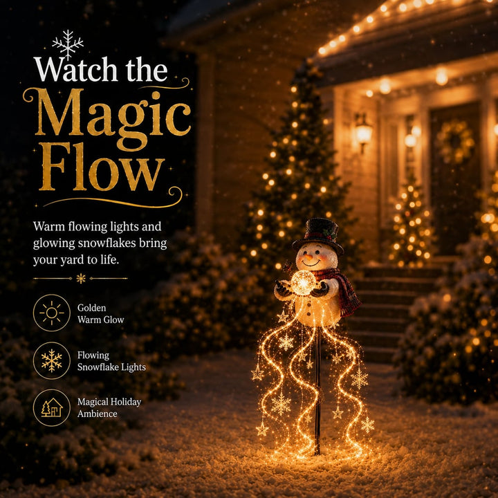 🎄 Snowman Magic Fountain™ – Lampada da giardino LED con effetto fiocchi di neve scintillanti ❄️